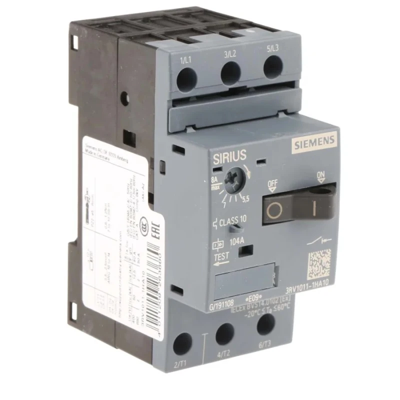 Siemens Motor Protection Circuit Breaker 5.5–8 A, 690V, IP20, 3 Poles, -20°C to 60°C 3RV1011-1HA10