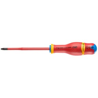 Facom Insulated Screwdriver PZ2 Tip 125mm Blade Polymer Handle Bi-Material Grip VDE 1000V Approved 245mm Overall ATD2X125TVE