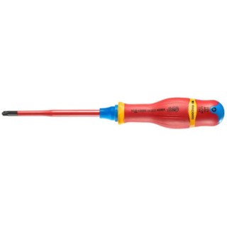 Facom Insulated Screwdriver, PZ2 Tip, 125 mm Blade, Polymer Handle, Bi-Material Grip, VDE 1000V Approved, 245 ATDB2X125TVE