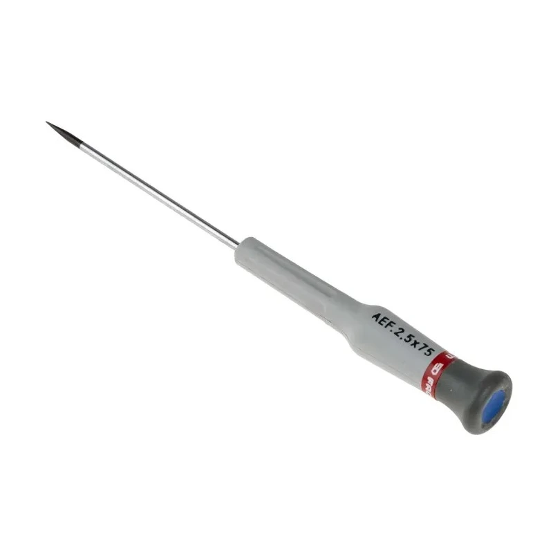 Facom Precision Screwdriver, 75 mm Chrome Blade, 157mm Overall, Insulated Bi-Material Handle AEF.2.5X75