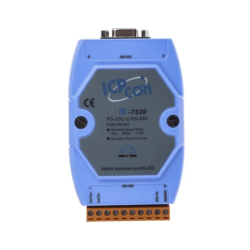 ICP DAS USA RS232, RS432 Ethernet Media Converter with Half Duplex and Full Duplex Modes 1.2 km Transmission Range I-7520