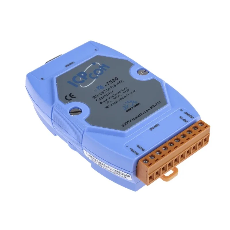ICP DAS USA RS232, RS432 Ethernet Media Converter with Half Duplex and Full Duplex Modes 1.2 km Transmission Range I-7520