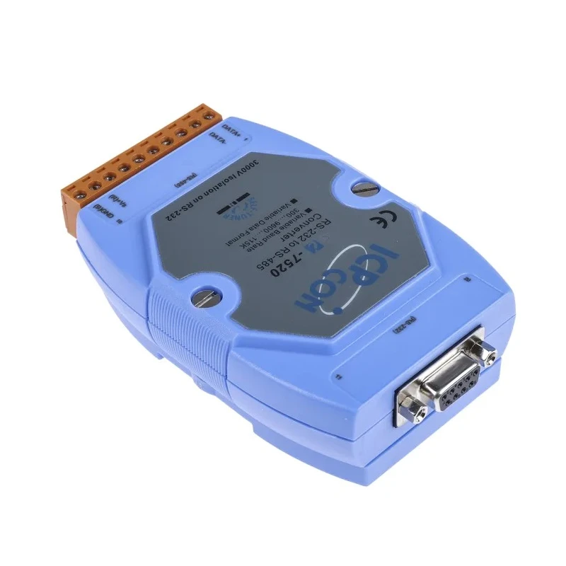 ICP DAS USA RS232, RS432 Ethernet Media Converter with Half Duplex and Full Duplex Modes 1.2 km Transmission Range I-7520