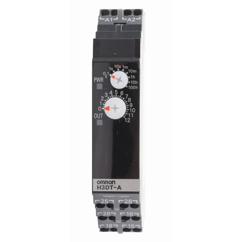 Omron DIN Rail Timer Relay, 4-Contact, DPDT Switch, 24-240 V AC/DC, 0.1 s to 1200 h, 1-Function H3DT
