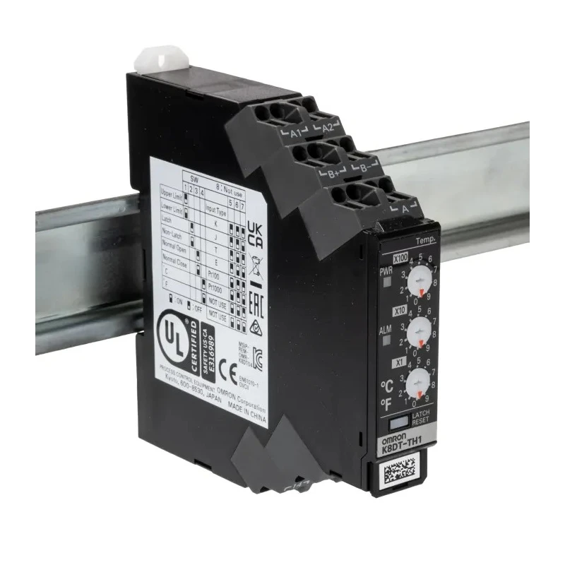 Omron Monitoring Relay, SPDT Contact Configuration, DIN Rail Mount, Temperature Monitoring 0 °C to 999 °C, Supply K8DT-TH1CD
