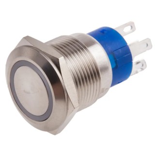 RS PRO Illuminated Push Button Switch, Momentary, Panel Mount, 19.2 mm Cutout, SPDT, Yellow LED, IP67, 250 V AC 5A 111-3769