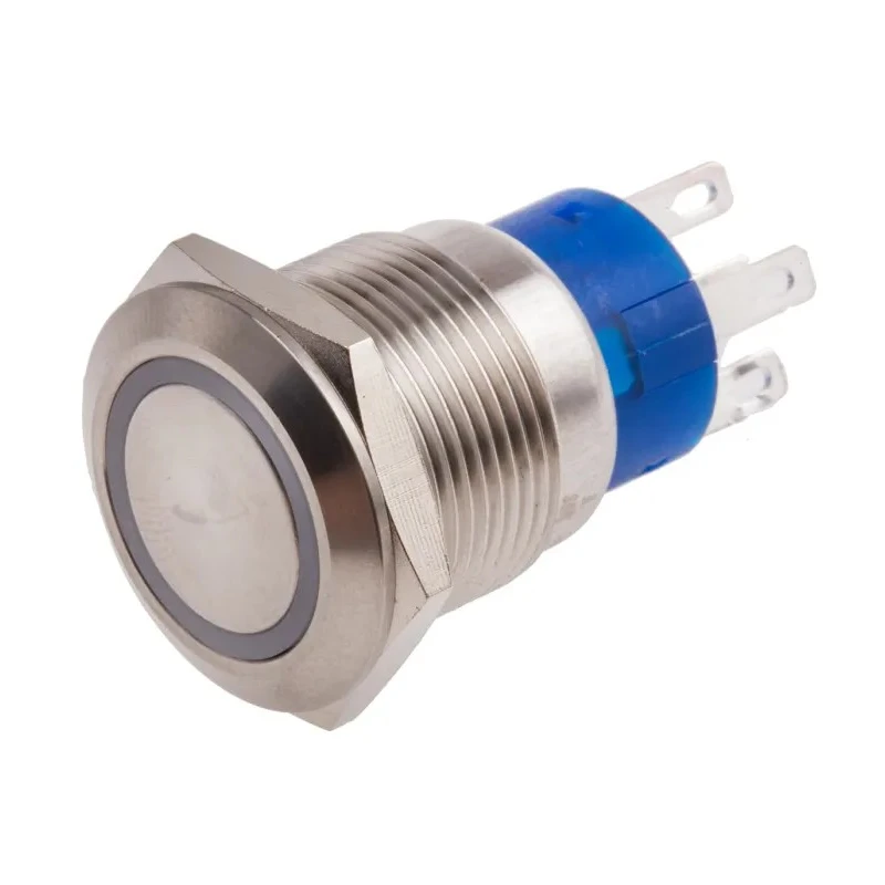 RS PRO Illuminated Push Button Switch, Momentary, Panel Mount, 19.2 mm Cutout, SPDT, Yellow LED, IP67, 250 V AC 5A 111-3769