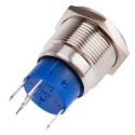 RS PRO Illuminated Push Button Switch, Momentary, Panel Mount, 19.2 mm Cutout, SPDT, Yellow LED, IP67, 250 V AC 5A 111-3769