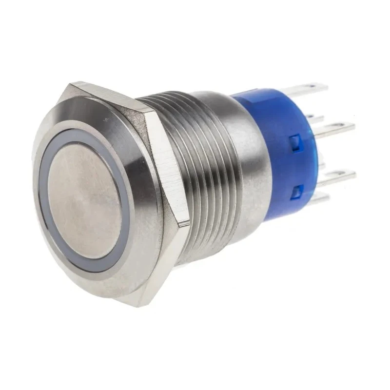 RS PRO Illuminated Momentary Push Button Switch, Panel Mount, 19.2 mm Cutout, DPDT, Yellow LED, IP67, 250 V AC 5A 111-3771