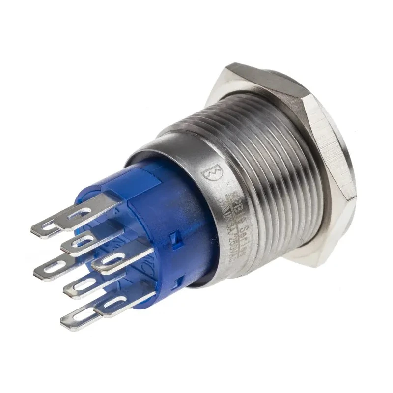 RS PRO Illuminated Momentary Push Button Switch, Panel Mount, 19.2 mm Cutout, DPDT, Yellow LED, IP67, 250 V AC 5A 111-3771