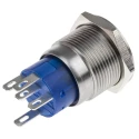 RS PRO Illuminated Latching Push Button Switch Panel Mount 19.2 mm Cutout SPDT Blue LED IP67 250V 5A 111-3899