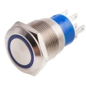 RS PRO Illuminated Momentary Push Button Switch Panel Mount 19.2 mm Cutout DPDT Blue LED IP67 250V 111-5786