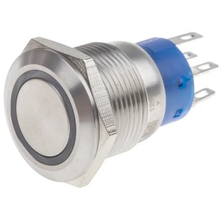 RS PRO Illuminated Latching Push Button Switch, Panel Mount, 19.2 mm Cutout, DPDT, Yellow LED, IP67, 250 V AC 111-5780