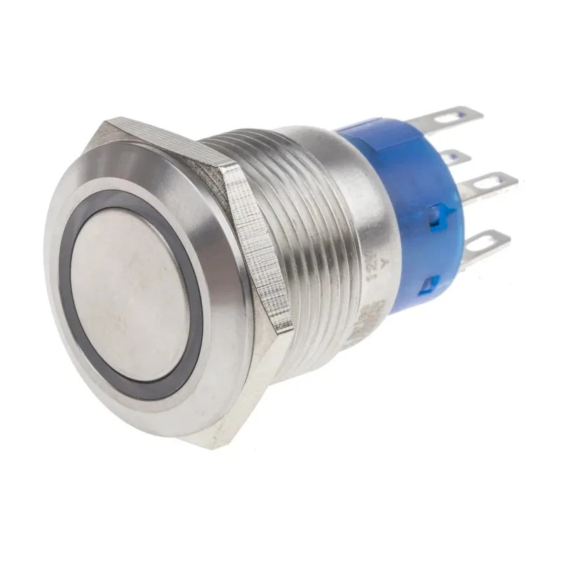 RS PRO Illuminated Latching Push Button Switch, Panel Mount, 19.2 mm Cutout, DPDT, Yellow LED, IP67, 250 V AC 111-5780