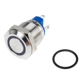 RS PRO Illuminated Push Button Switch Momentary Panel Mount 12 mm Cutout SPST Yellow LED IP65 IP67 36 V dc 111-6535