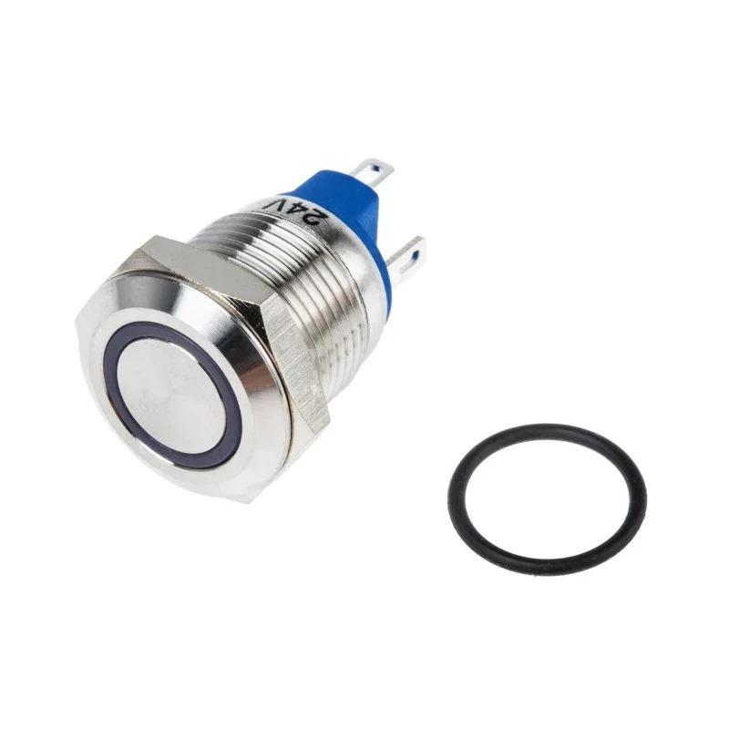 RS PRO Illuminated Push Button Switch Momentary Panel Mount 12 mm Cutout SPST Yellow LED IP65 IP67 36 V dc 111-6535