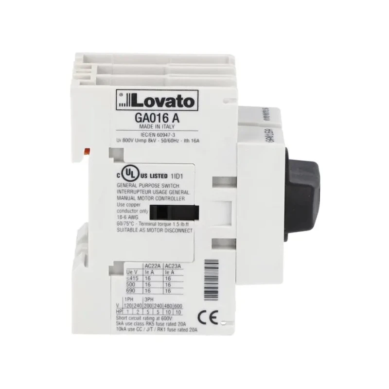 Lovato Electric 3-Pole Panel Isolator Switch IP65, 40A, 18.5kW 