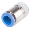 Festo Pneumatic Fitting QS Series Push-in Male Threaded-to-Tube 12mm Push, 1/2 in R Thread Nickel Plated Brass QS-1/2-12-I