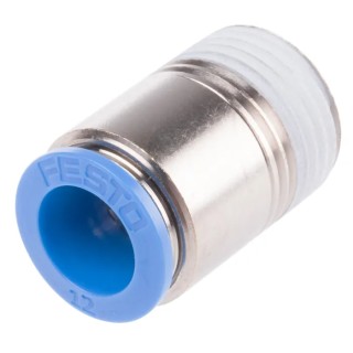 Festo Pneumatic Fitting QS Series Push-in Male Threaded-to-Tube 12mm Push, 1/2 in R Thread Nickel Plated Brass QS-1/2-12-I
