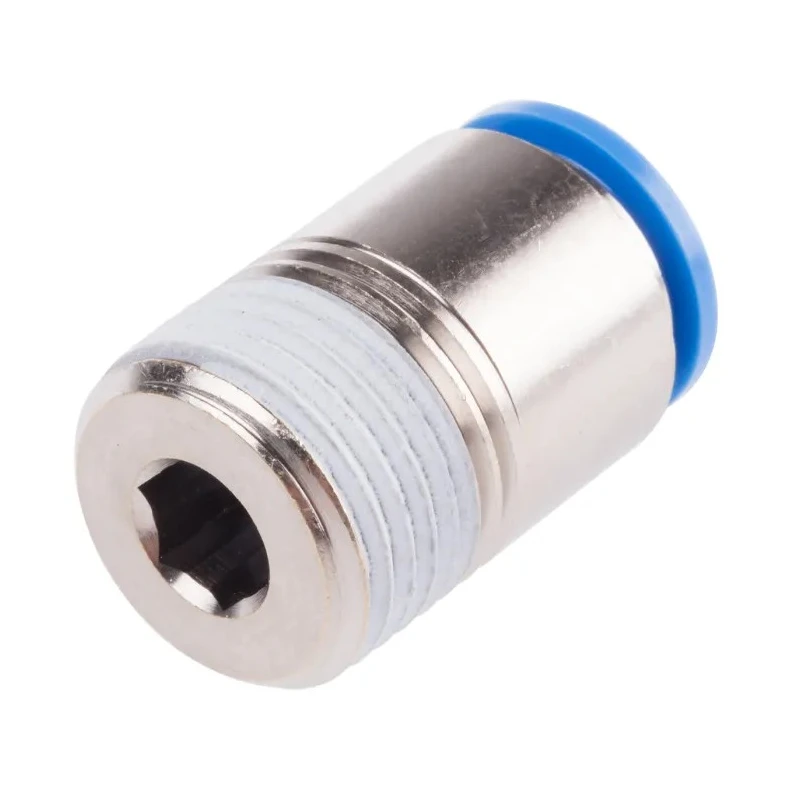 Festo Pneumatic Fitting QS Series Push-in Male Threaded-to-Tube 12mm Push, 1/2 in R Thread Nickel Plated Brass QS-1/2-12-I