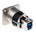 Neutrik USB 3.0 Feed Through Gender Changer with Nickel Plated Zinc Die-Cast Housing NAUSB3