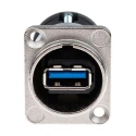 Neutrik USB 3.0 Feed Through Gender Changer with Nickel Plated Zinc Die-Cast Housing NAUSB3