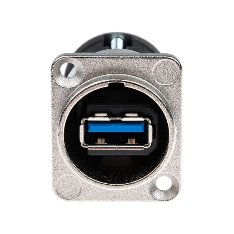 Neutrik USB 3.0 Feed Through Gender Changer with Nickel Plated Zinc Die-Cast Housing NAUSB3