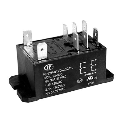 Hongfa Europe GMBH Flange Power Relay 12V dc Coil, 30A Switching Current, DPDT HF92F-012D-2C21S