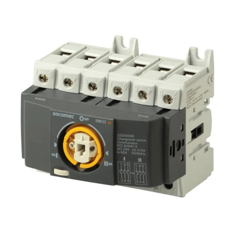 Socomec 3-Pole DIN Rail Isolator Switch, IP20, 63A, 28.4 kW, Grey Handle, Sirco M Series IP20