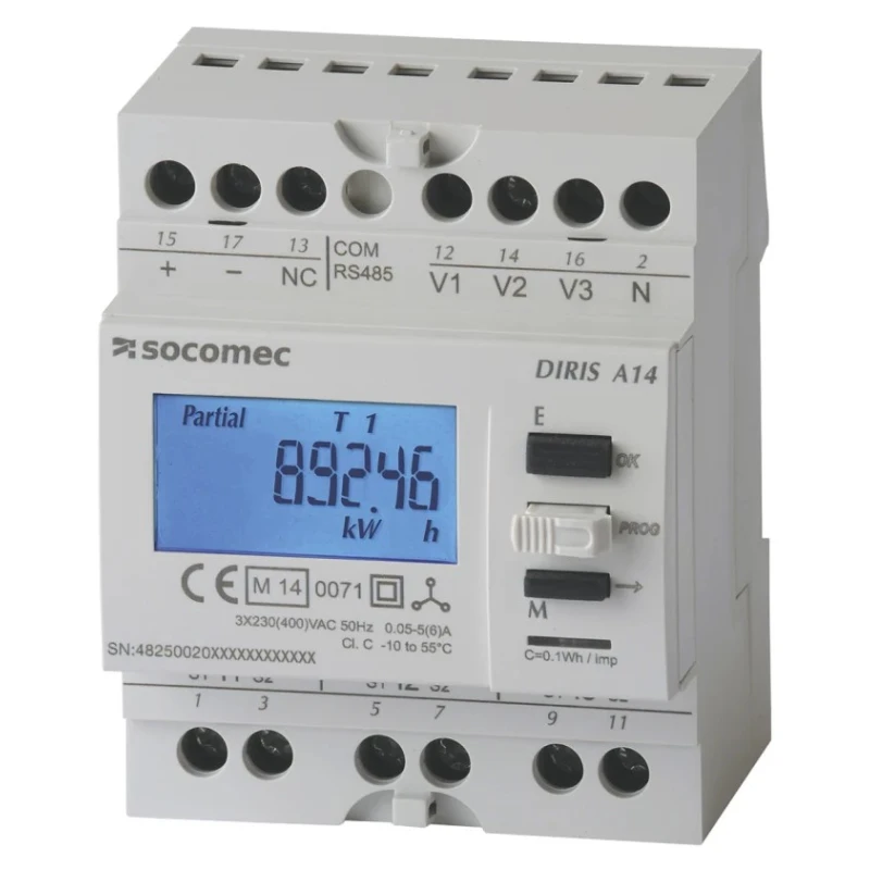 Socomec 1 Phase Electrical LCD Digital Panel Multifunction Meter DIRIS A14 48250020