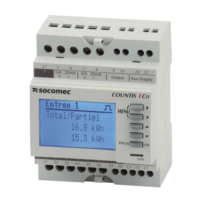Socomec Communication Module Electronic LCD Display, Countis ECi3, RS485 Modbus, 2 Inputs, 1 Output, Pulse Output, 48530001