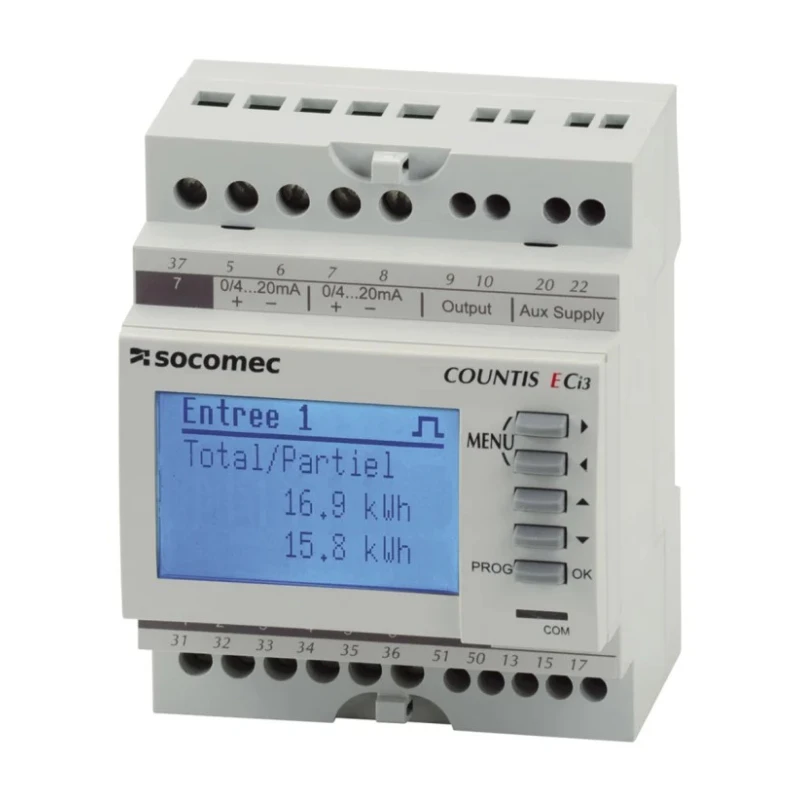 Socomec Communication Module Electronic LCD Display, Countis ECi3, RS485 Modbus, 2 Inputs, 1 Output, Pulse Output, 48530001