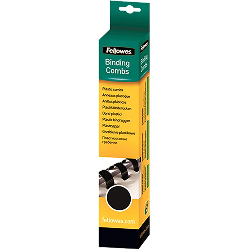 Fellowes Black A4 Plastic Binding Comb Coil 8mm Diameter for 40 Sheets 5330702
