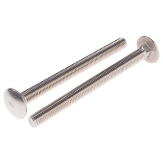 RS PRO Plain Stainless Steel Coach Bolt M8 x 100 mm Square Neck Metric Thread A2 Grade 122-4434