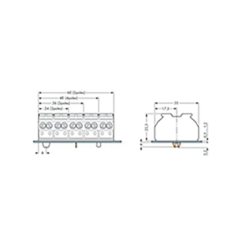 WAGO Terminal Strip 4-Way 32A Cage Clamp 12AWG 20 AWG Wire 500V Polyamide 862-504