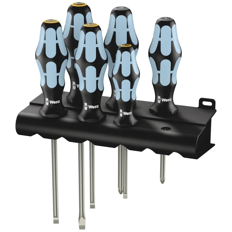 Wera Pozidriv and Slotted Standard Screwdriver Set 6-Piece 05032061001 with Multi-Component Kraftform Handles Czech Republic