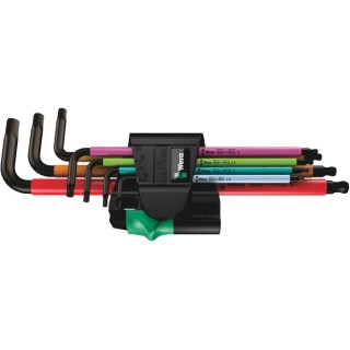 Wera 7 Piece L Metric Hex Key Set, Hex Size 1.5 to 6 mm, Thermoplastic Handles, Black Laser Finish 05022534001