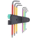 Wera 7 Piece L Metric Hex Key Set, Hex Size 1.5 to 6 mm, Thermoplastic Handles, Black Laser Finish 05022534001