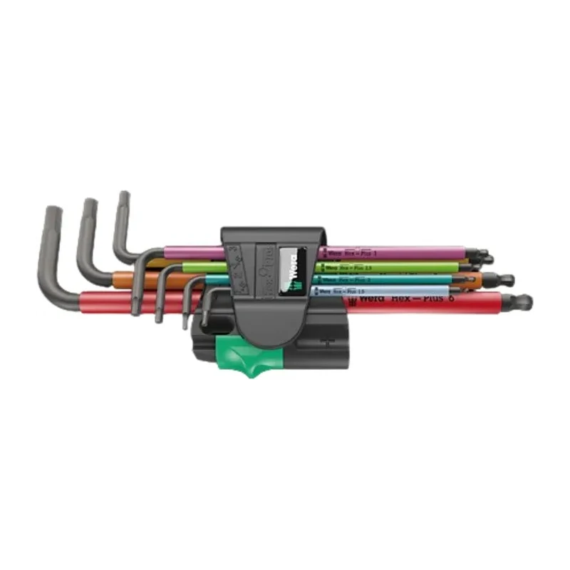 Wera 7 Piece L Metric Hex Key Set, Hex Size 1.5 to 6 mm, Thermoplastic Handles, Black Laser Finish 05022534001