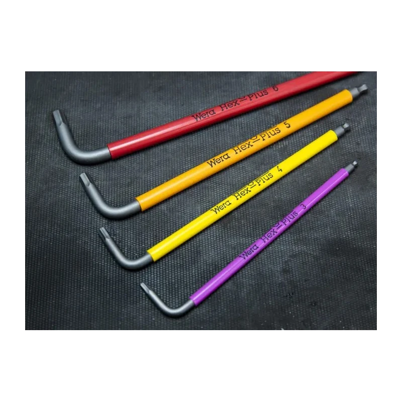 Wera 7 Piece L Metric Hex Key Set, Hex Size 1.5 to 6 mm, Thermoplastic Handles, Black Laser Finish 05022534001