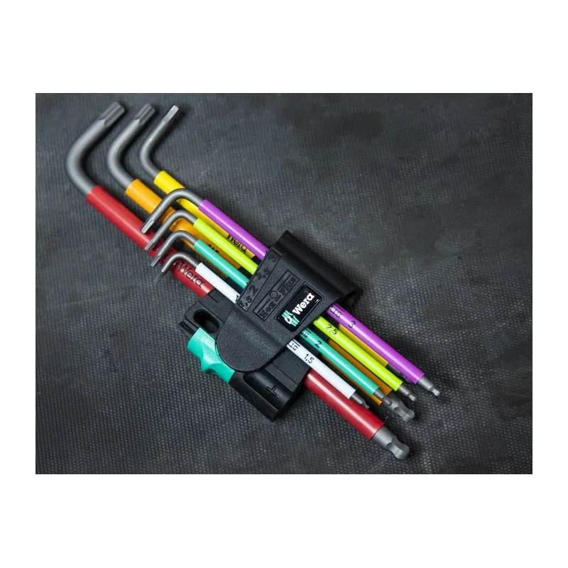 Wera 7 Piece L Metric Hex Key Set, Hex Size 1.5 to 6 mm, Thermoplastic Handles, Black Laser Finish 05022534001