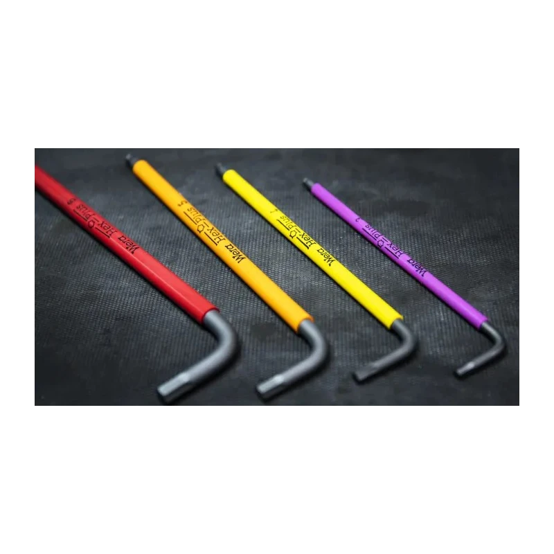Wera 7 Piece L Metric Hex Key Set, Hex Size 1.5 to 6 mm, Thermoplastic Handles, Black Laser Finish 05022534001