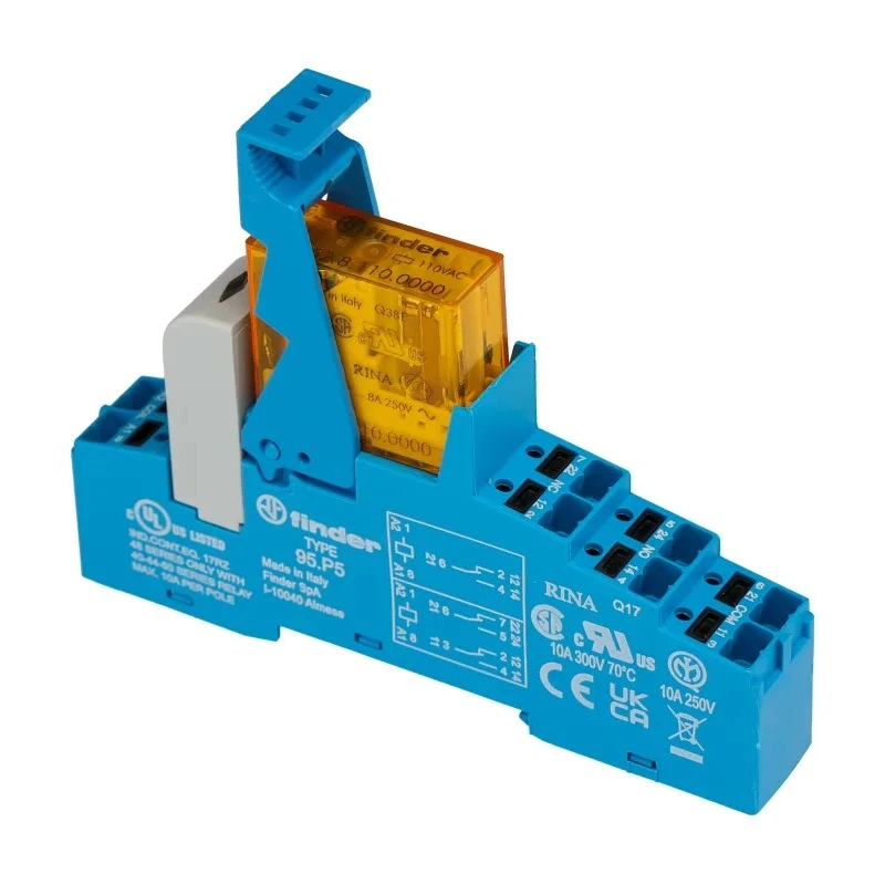 Finder 48 Series Electromechanical Interface Relay, DIN Rail Mount, 110V AC Coil, DPDT-2 CO, 10.1mA Coil 48.P5.8.110.0060SPA