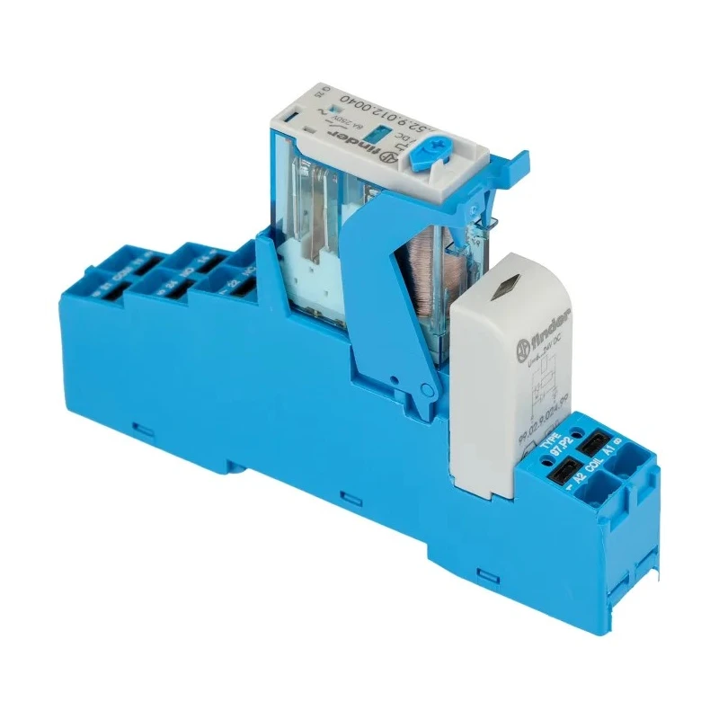 Finder 4C Series Interface Relay, DIN Rail Mount, 12V DC Coil, DPDT-2 CO Contacts, 8A Switching Current 4C.P2.9.012.0050SPA