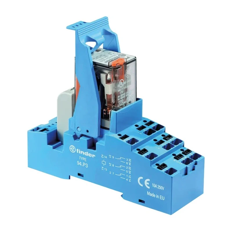 Finder 58 Series Electromechanical Interface Relay DIN Rail Mount 24V ac Coil 3PDT Contact Configuration 58.P3.8.024.0060SMA