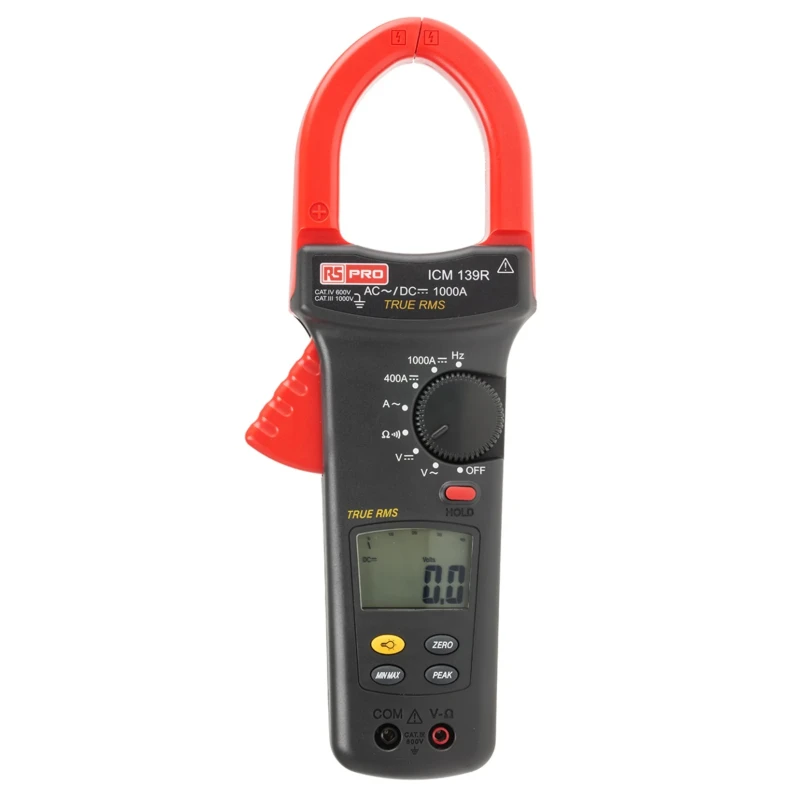 RS PRO Clamp Meter with True RMS Measurement, 1000 A DC, 1 kA AC, 1000 V DC, 750 V AC, CAT IV CAT III ICM139R