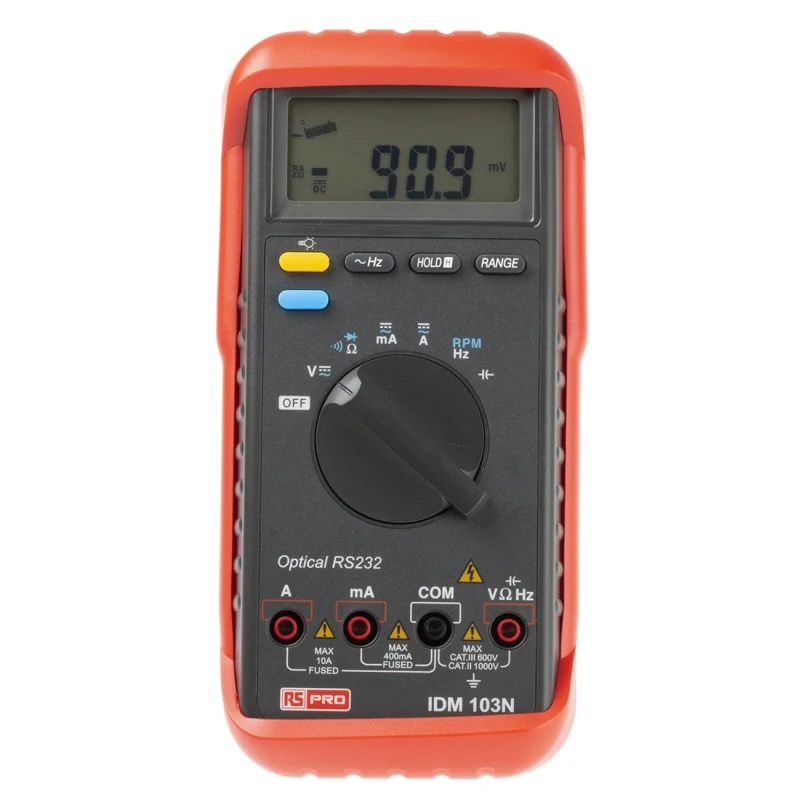RS PRO Handheld Digital Multimeter 100mΩ Resistance Resolution 1kV DC Voltage 40MHz Frequency IDM103N