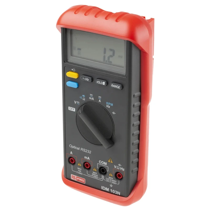 RS PRO Handheld Digital Multimeter 100mΩ Resistance Resolution 1kV DC Voltage 40MHz Frequency IDM103N