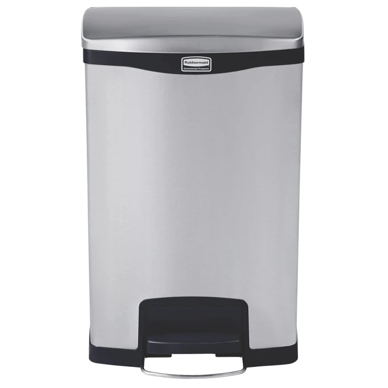 Rubbermaid Commercial Products Stainless Steel Slim Jim 50L Chrome Pedal Waste Bin 1901992