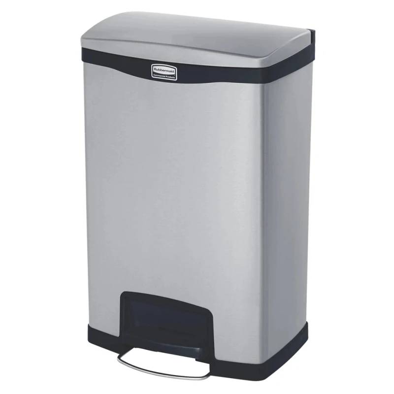 Rubbermaid Commercial Products Stainless Steel Slim Jim 50L Chrome Pedal Waste Bin 1901992